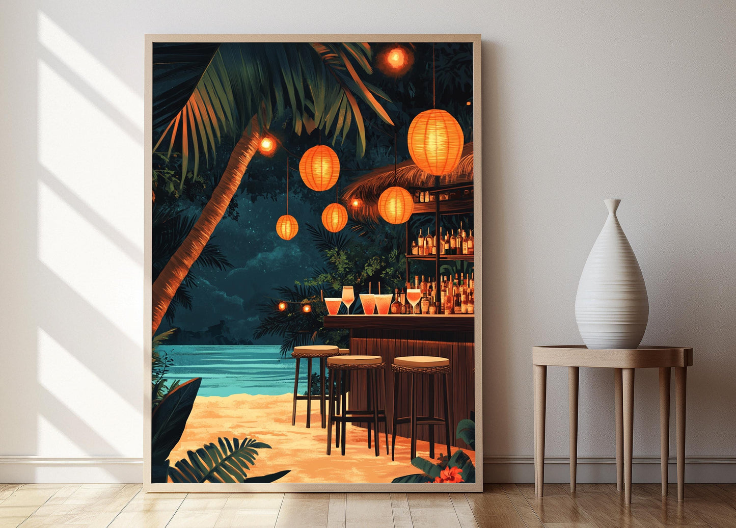 Affiche Plage de l'île Sentosa – Poster Style côtier de Singapour