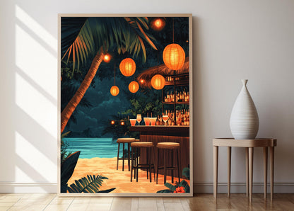 Affiche Plage de l'île Sentosa – Poster Style côtier de Singapour