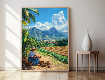 Affiche Artisanale Pinar del Río – Impression d'Art sur le Tissage Cubain