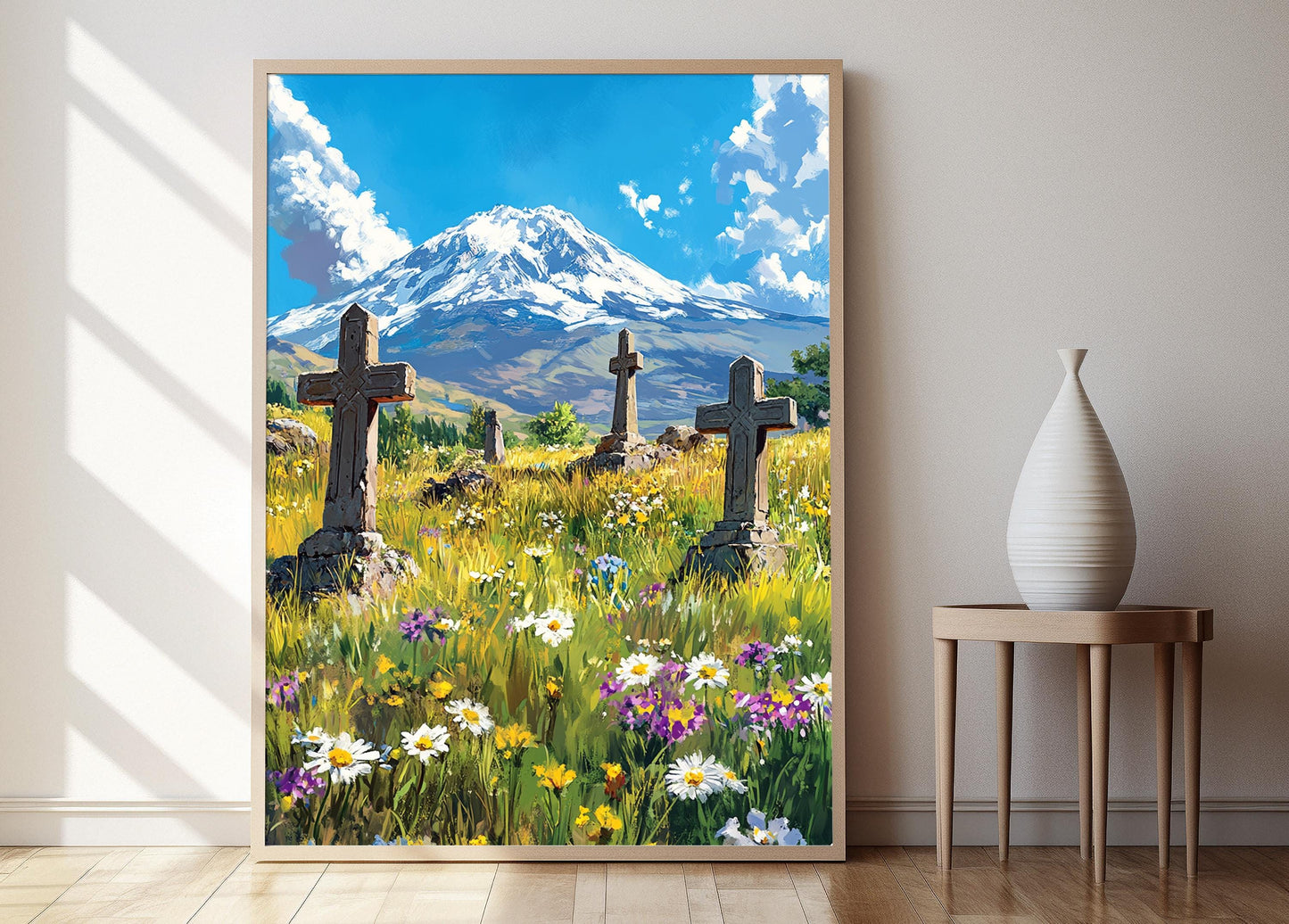 Affiche Mont Ararat et Art Khachkar – Imprimé Paysage Arménien