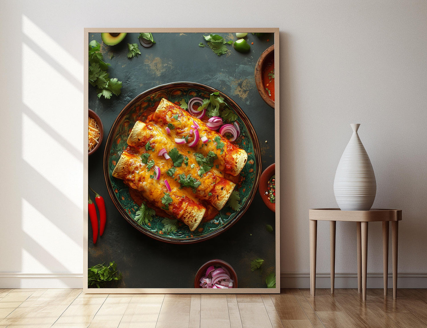 Affiche Enchiladas Mexicaines – Impression Art, Fromage & Sauce Rouge