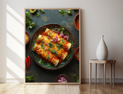 Affiche Enchiladas Mexicaines – Impression Art, Fromage & Sauce Rouge