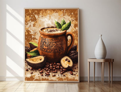 Affiche Pozole Mexicain – Poster Gourde en Bois avec Motifs Mayas