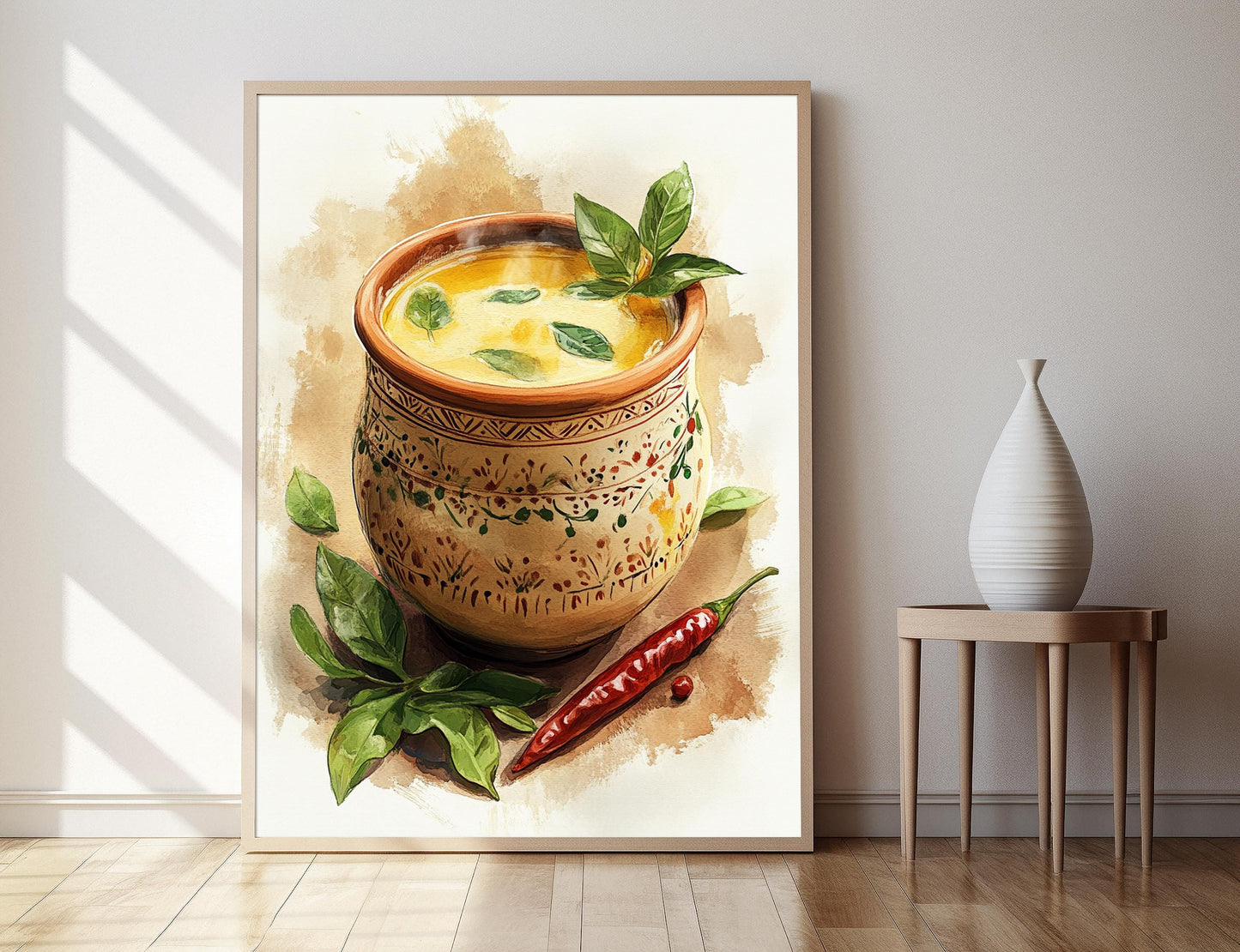 Affiche Lassi Indienne – Poster en Art Madhubani avec Tasse en Argile