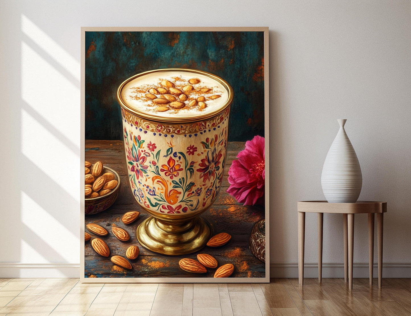 Affiche Thandai – Poster Art en laiton avec motifs Rangoli et safran