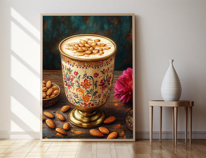 Affiche Thandai – Poster Art en laiton avec motifs Rangoli et safran