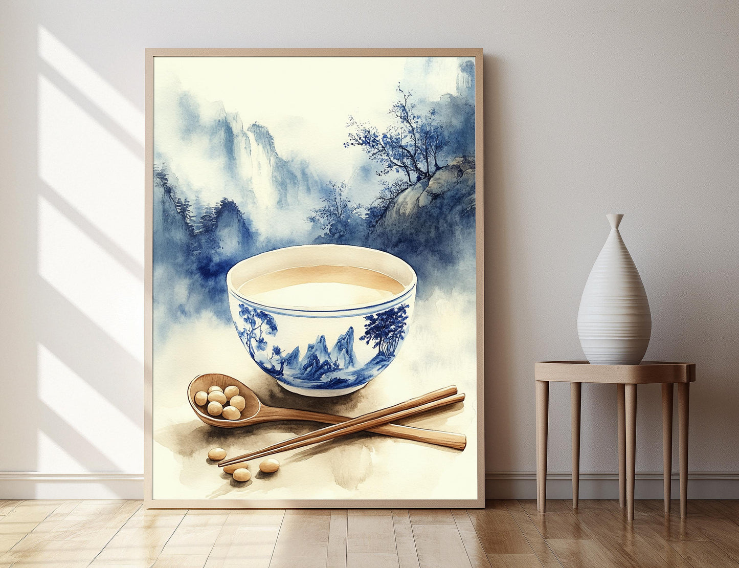 Affiche Lait de Soja Chinois – Poster Bol en Porcelaine Qing