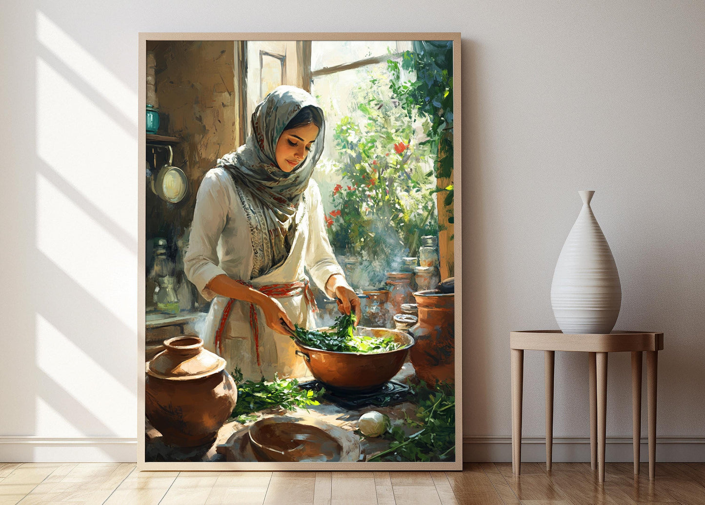 Affiche Art de Cuisine Palestinienne – Femme Préparant Maqluba