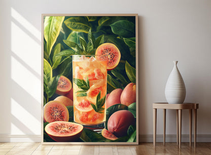 Affiche Guava Spritzer – Poster Verre Tropical avec Design de Goyaves