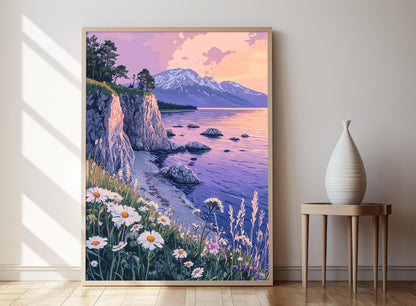 Affiche Lac Baïkal – Impression artistique au crépuscule des falaises