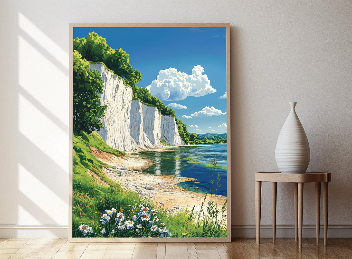 Affiche Don River – Impression des Falaises Blanches et Arbres Verts
