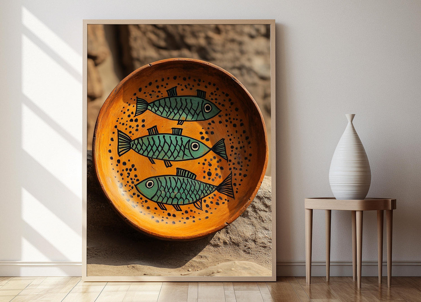 Affiche Poisson Madhubani – Art Imprimé Indien en Décor Folk