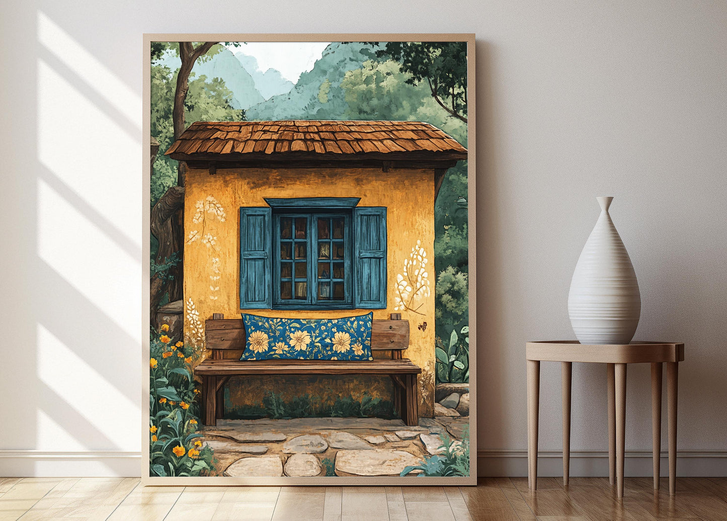 Affiche Pattachitra – Poster Art Floral Mythologique en Soie