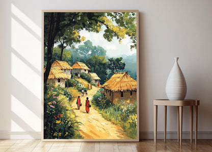 Affiche Village du Bengale – Poster Vie Rurale et Rizières