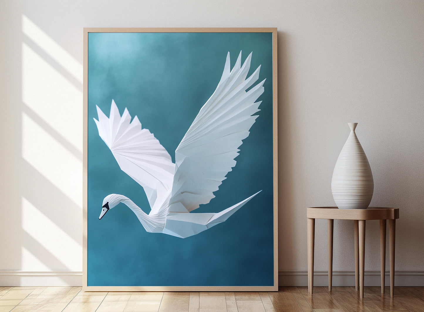 Affiche Grue Origami – Poster Art Minimaliste en Papier Japonais