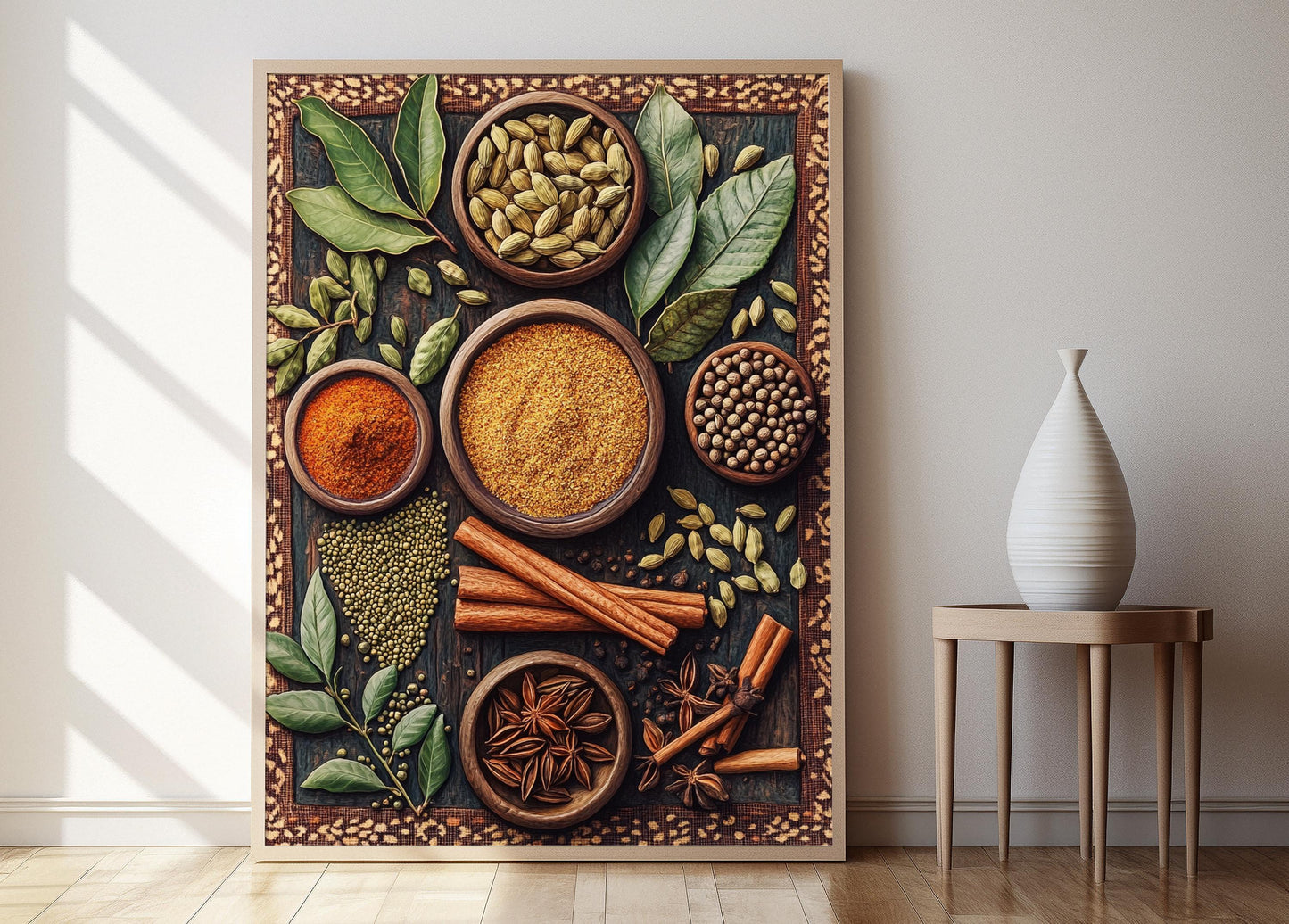 Affiche Épices du Sri Lanka – Poster Illustration Textiles Traditionnels