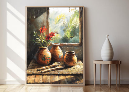 Affiche Cuisine Rustique Sri Lankaise – Poster Décor en Pot d'Argile