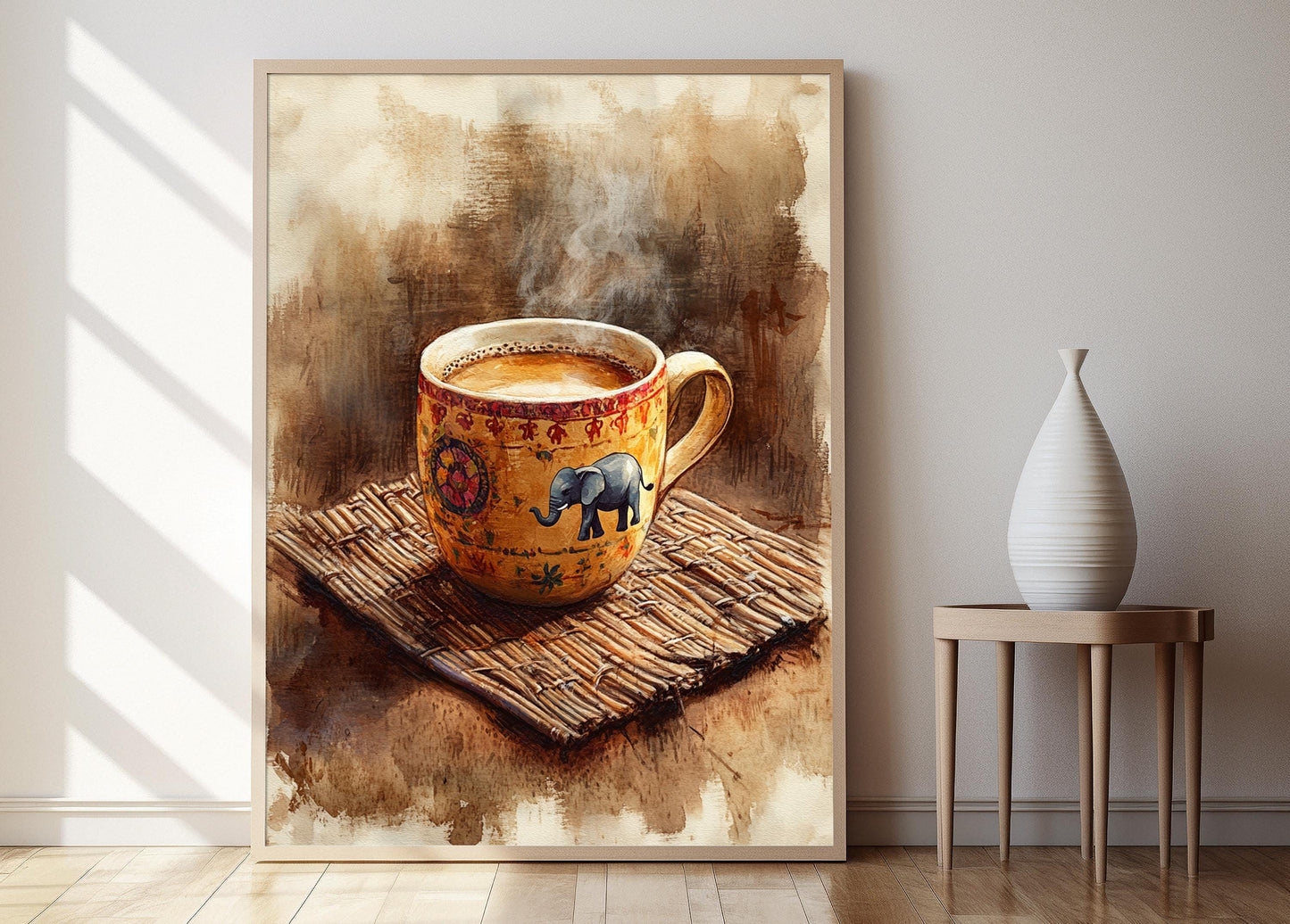 Affiche Café Sri Lankais – Poster Illustration Élégante Éléphant