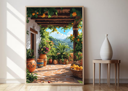 Affiche Équateur – Poster Canastas et Fruits, Décor Culturel Rustique