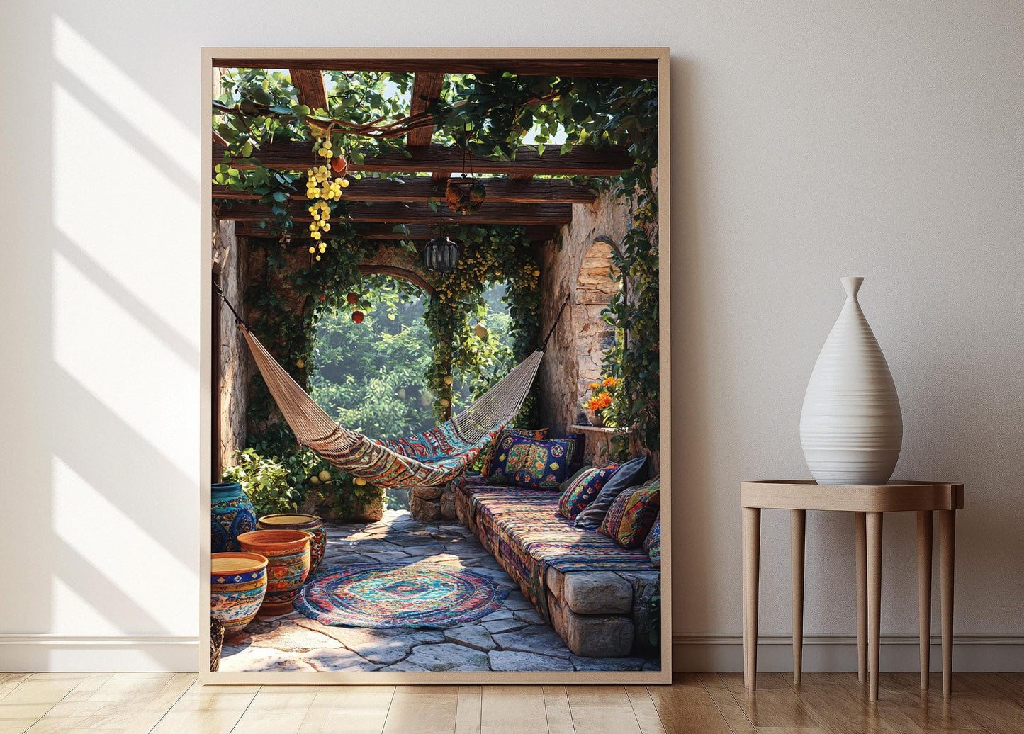 Affiche d'art kurde – Poster illustrant des céramiques et vignes