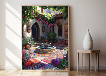 Affiche Kurdique – Poster Décoratif de Fontaine en Pierre avec Motif Tribal