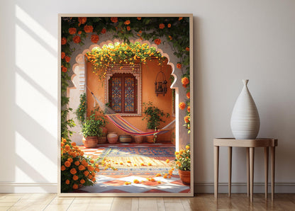 Affiche Patrimoine Rajasthani – Poster Décor Jharokha Élégant