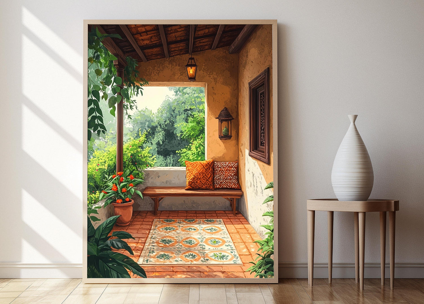 Affiche Art de Patio Bengali – Poster Décor en Carreau de Terracotta