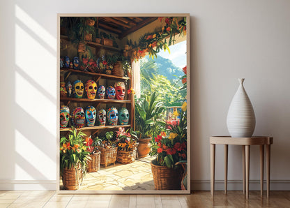 Affiche Coquí & Vejigantes – Illustration Tropicale, Souvenir Porto-Ricain