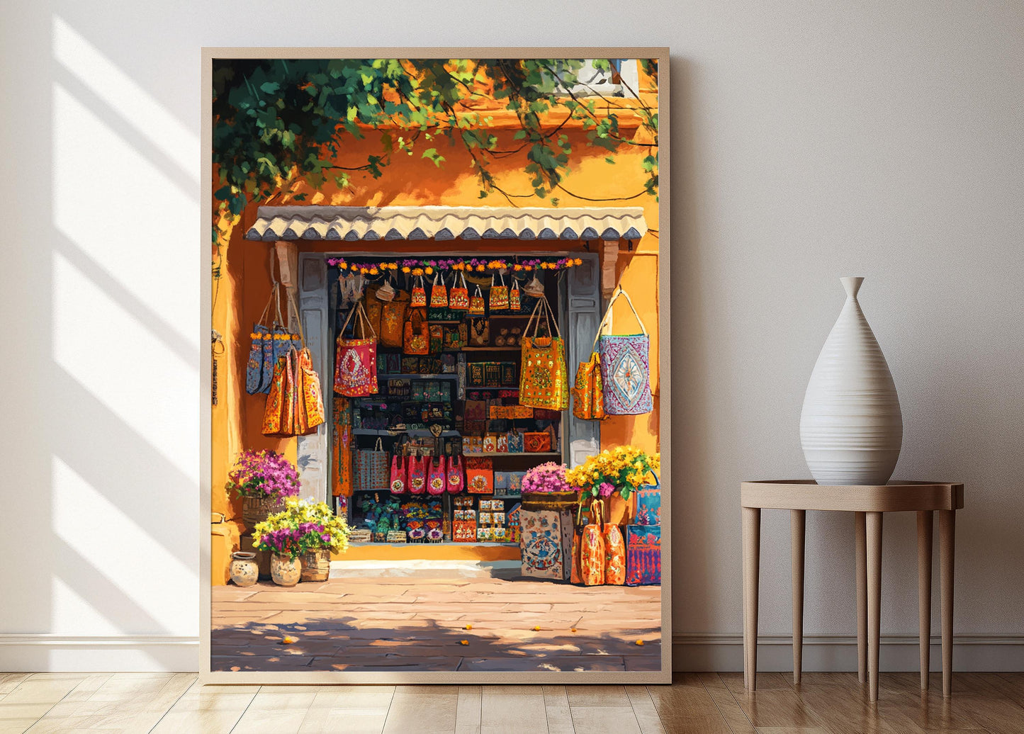 Affiche Souvenir Gujarati – Poster Art en Bandhani avec Miroir