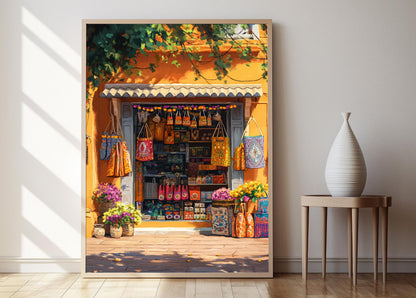 Affiche Souvenir Gujarati – Poster Art en Bandhani avec Miroir