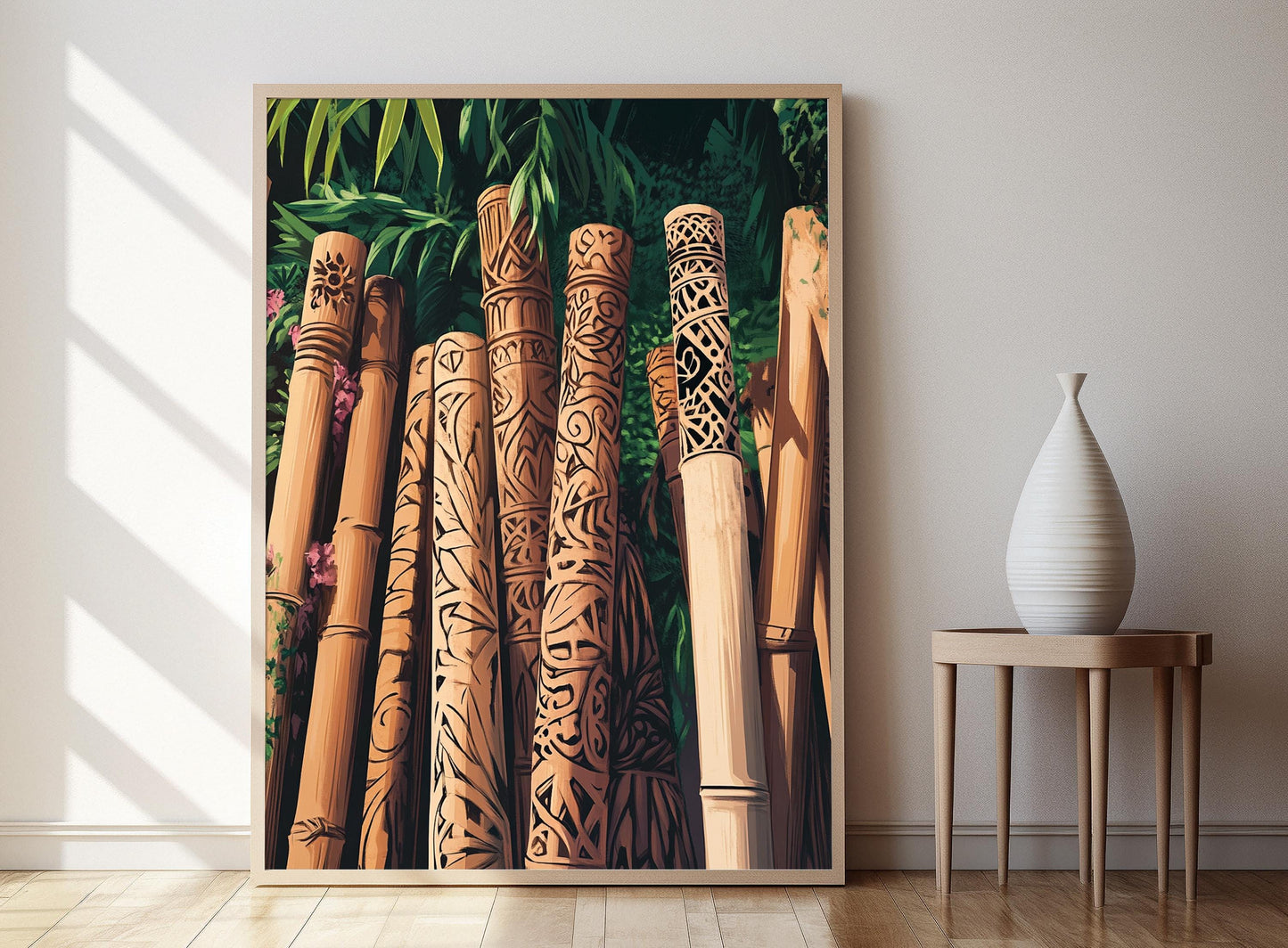 Affiche Art de Sculpture en Bambou – Poster Artisanat Filippin Traditionnel