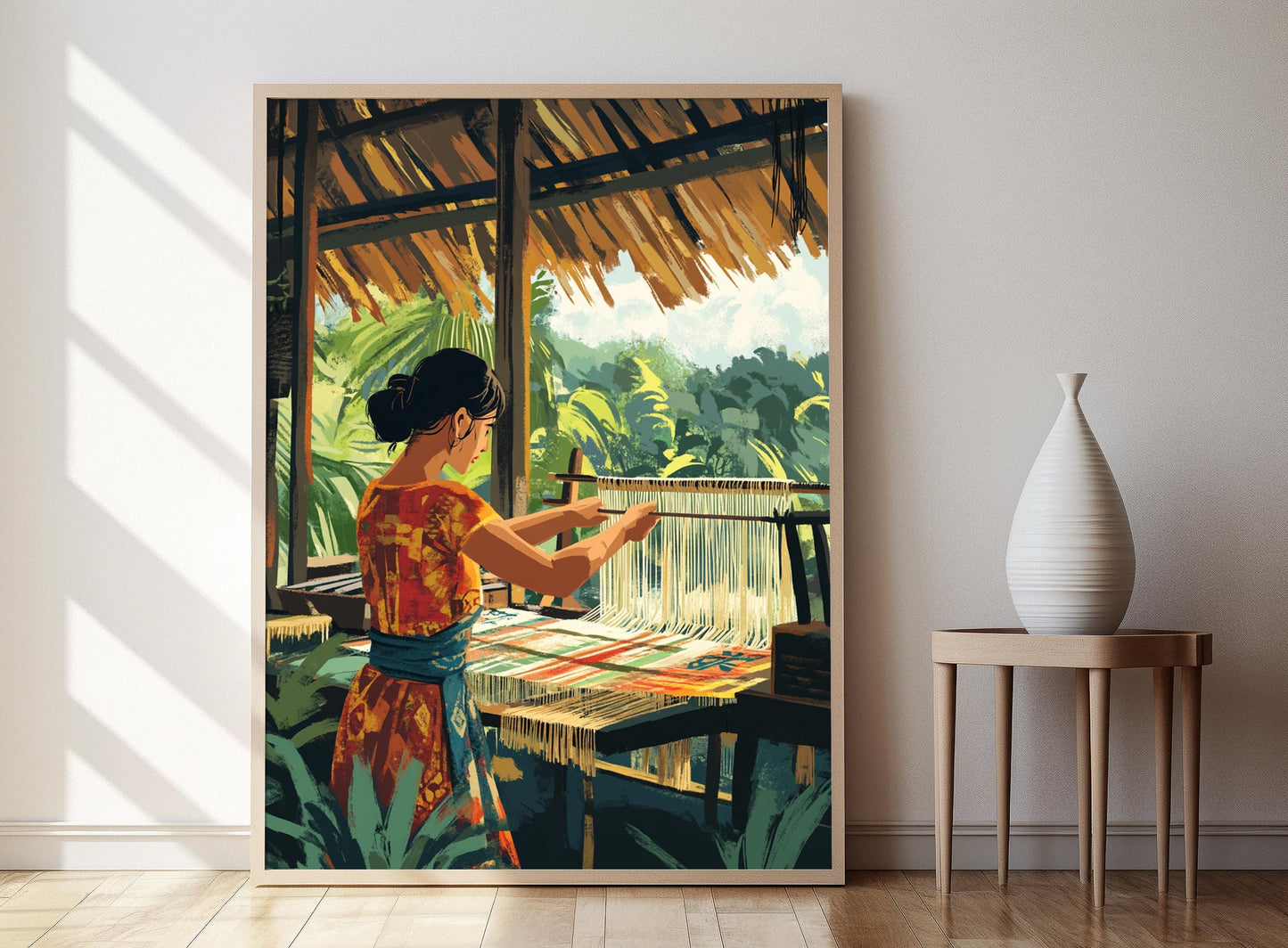 Affiche Art Tissée Filipine – Poster en Fibres d'Abaca Élégantes
