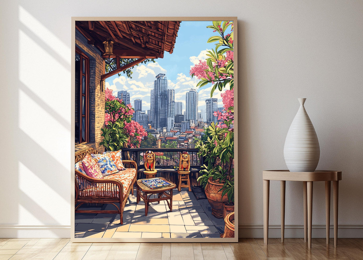 Affiche Jakarta – Poster Décor Patio en Rotin Indonésien