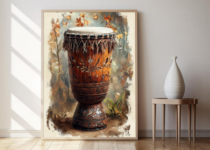 Affiche Tambour Toraja – Illustration Art Print Artisanale Cérémonielle