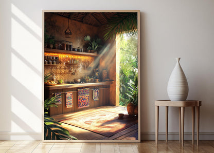 Affiche Cuisine Indonésienne – Poster Art de Batik et Décor en Pandanus