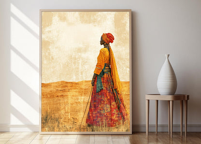 Affiche Tissu Malien – Poster Art Tradition et Chaleur du Désert