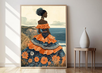 Affiche Élégance Côtière Tanzanienne – Poster Robe Superposée et Tradition