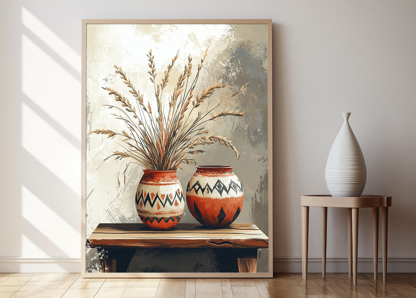 Affiche Art de Poterie du Botswana – Poster de Motifs Africains Terrestres