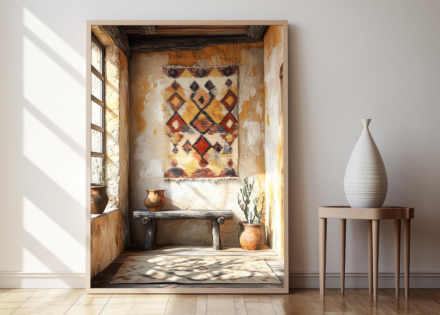 Affiche Tapisserie en Tissu Malien – Poster Héritage Textile Africain