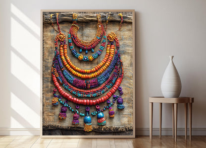 Affiche Art en Perles Zulu – Poster Bijoux Traditionnels et Artisanat