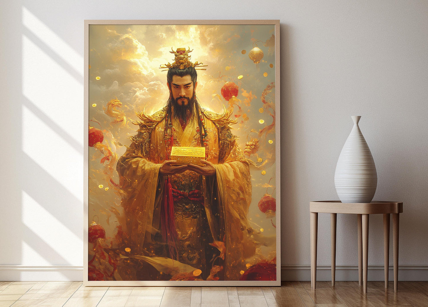 Affiche Caishen, Art du Dieu de la Richesse et Décor de Fortune Dorée