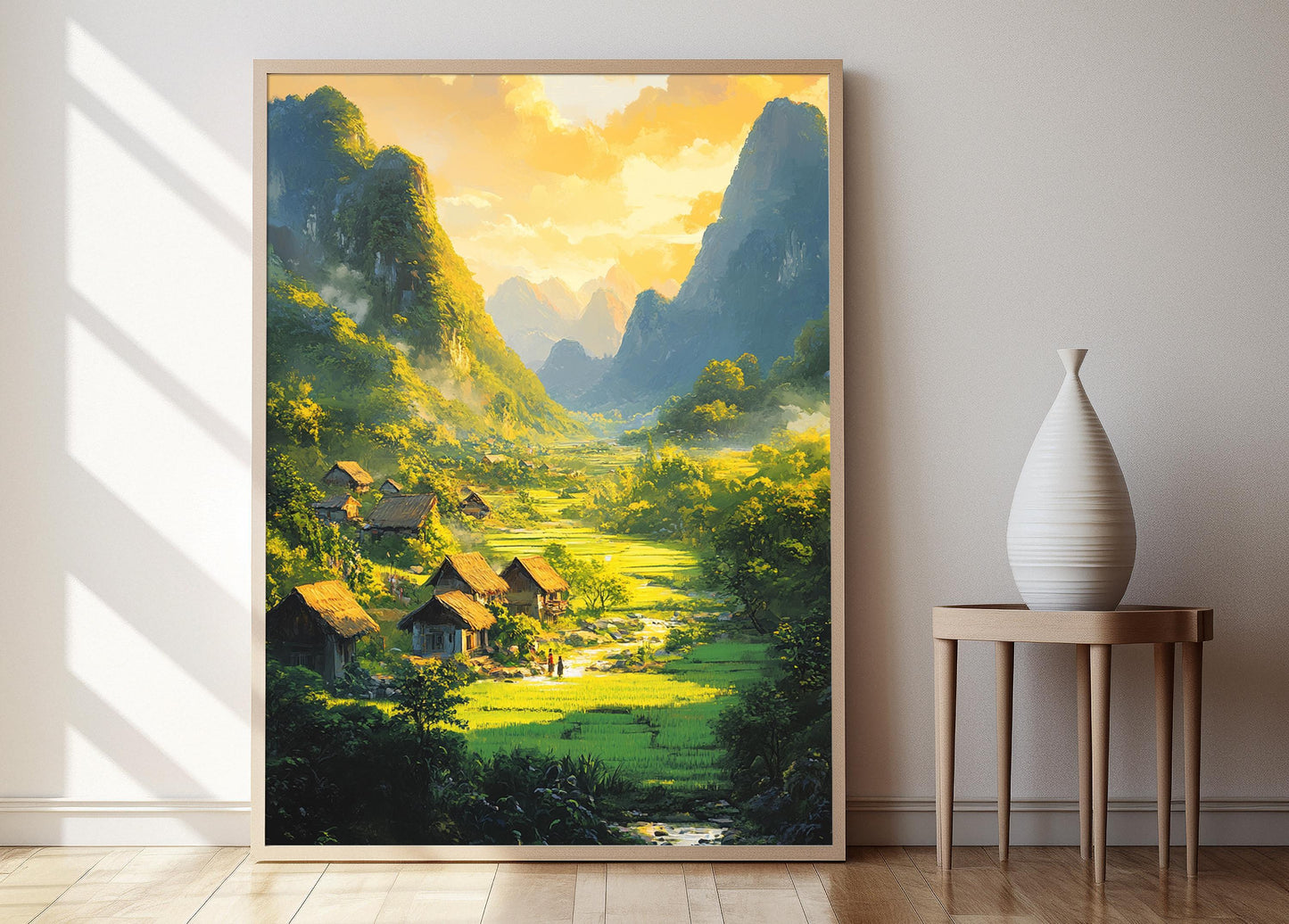 Affiche Karstique – Poster Illustratif de Village Chinois en Rural