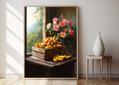 Affiche Décor de Ferme Brésilienne – Illustration de Caisse de Papayes