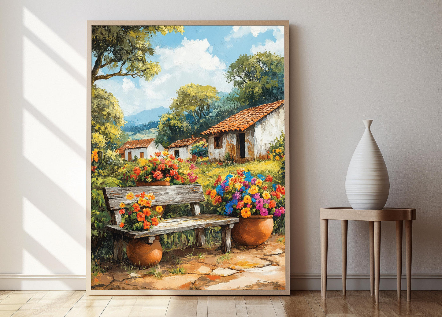 Affiche Campagne Paraguayenne – Poster Décor Rural avec Pots en Argile