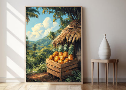 Affiche Ananas du Costa Rica – Impression Artisanal Rustic Farm