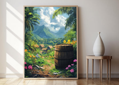 Affiche Lait de Panama avec Fleurs – Poster Décor Fermier Rustique