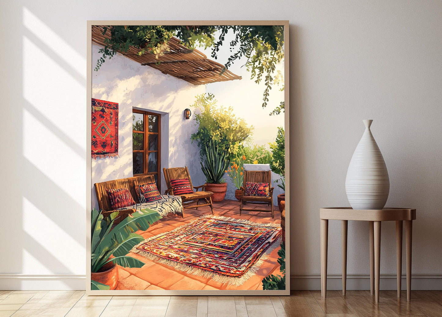 Affiche Art de Patio Kenyan – Poster Décor Kitenge et Tapis Tissé