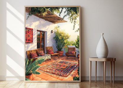 Affiche Art de Patio Kenyan – Poster Décor Kitenge et Tapis Tissé