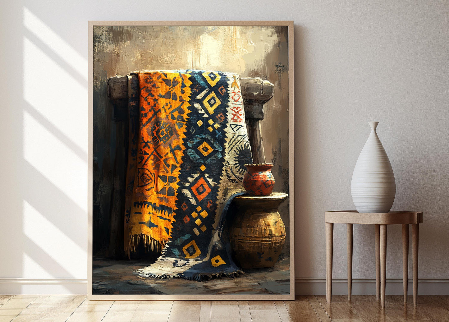 Affiche Bogolan Malien – Poster en Textile Terreux et Artistique