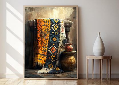 Affiche Bogolan Malien – Poster en Textile Terreux et Artistique